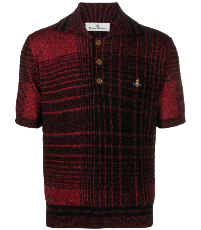 CHECK POLO BLACK/RED