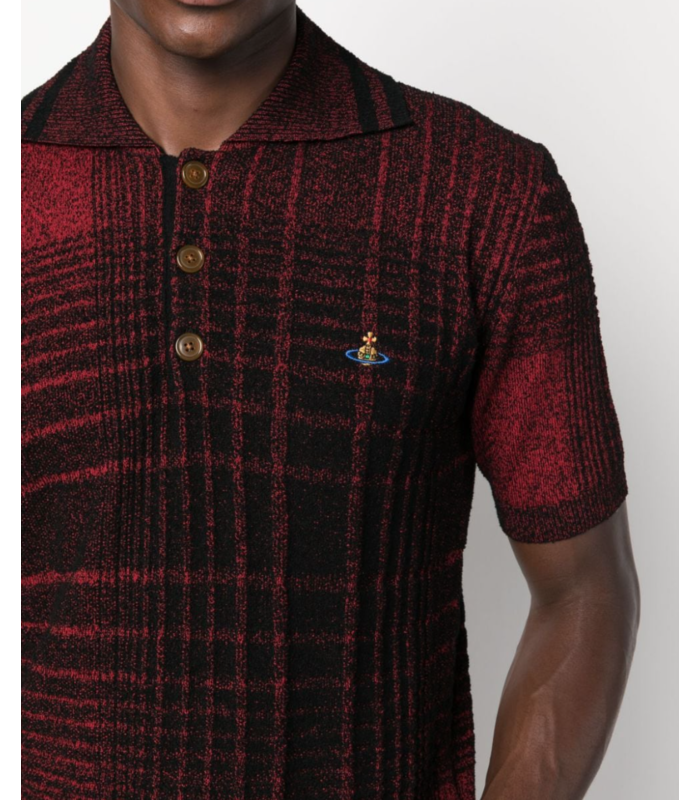 CHECK POLO BLACK/RED