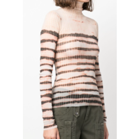 HIGH NECK LONG SLEEVES PRINTED  "STRIPED WASHED MARINIERE" ECRU