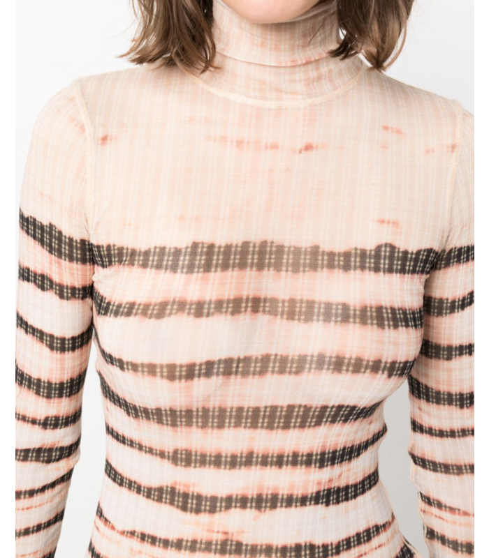 HIGH NECK LONG SLEEVES PRINTED  "STRIPED WASHED MARINIERE" ECRU