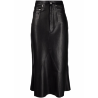 LEATHER GODET SKIRT BLACK