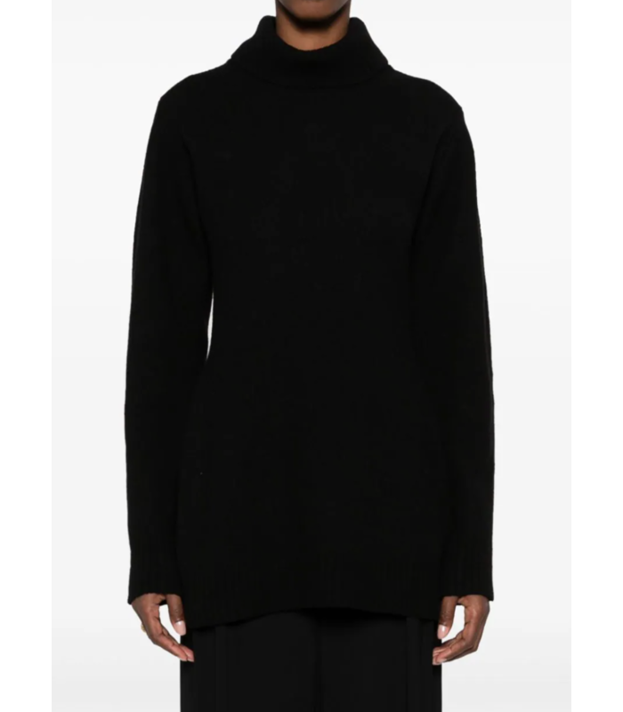 LS CROP VNECK - BLACK