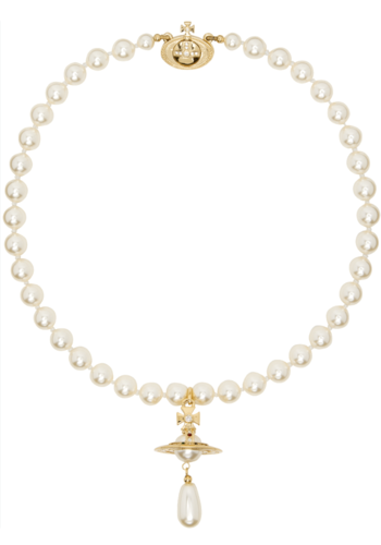 VIVIENNE WESTWOOD one row pearl drop choker gold VIVIENNE WESTWOOD one row pearl drop choker gold