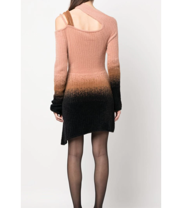 KNIT CROSSOVER MINI DRESS BLACK/WHITE/ROSE