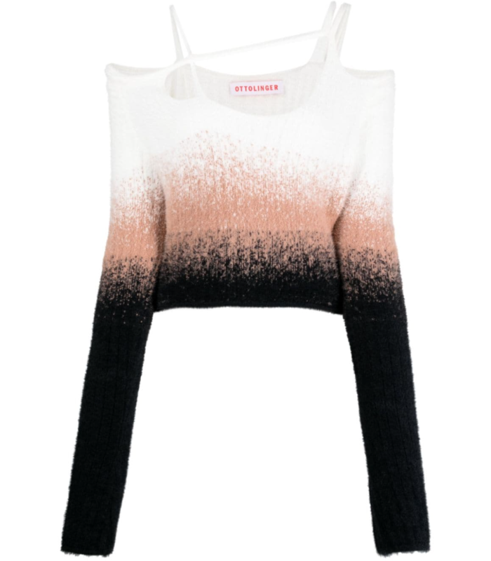 KNIT OFF SHOULDER LONGSLEEVE BLACK/ WHITE/ROSE