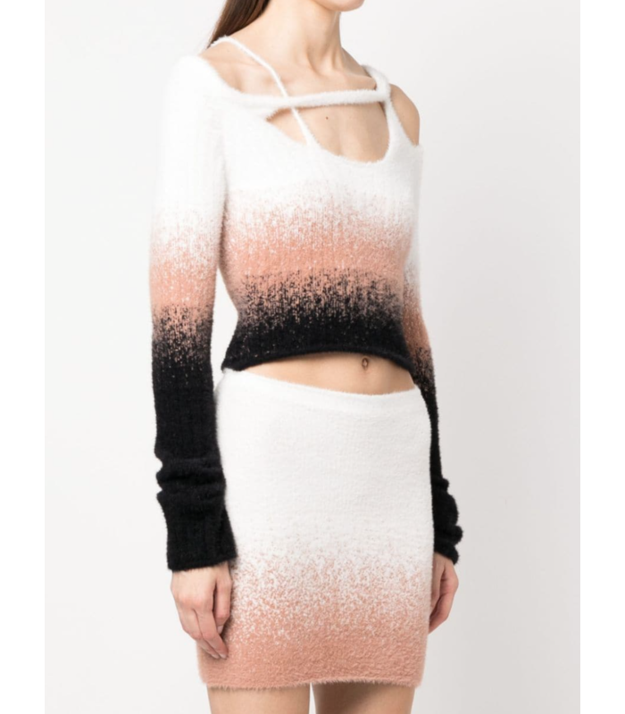 KNIT OFF SHOULDER LONGSLEEVE BLACK/ WHITE/ROSE