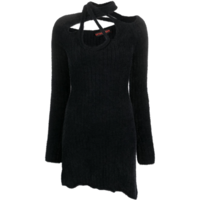 KNIT CROSSOVER MINI DRESS BLACK