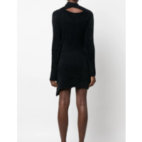 KNIT CROSSOVER MINI DRESS BLACK