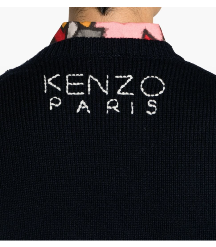 KENZO Sashiko Stitch Zip Up Hoodie in Blue for Men