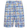 MARNI LIGHT BLUE HABOTAI SILK DRAWSTRING SHORTS WITH SARABAND PRINT