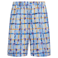 LIGHT BLUE HABOTAI SILK DRAWSTRING SHORTS WITH SARABAND PRINT