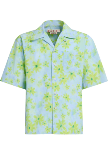 MARNI floral s/s shirt light blue/green