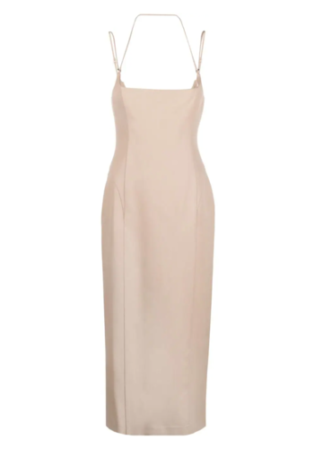 THE ATTICO gabardine midi dress beige