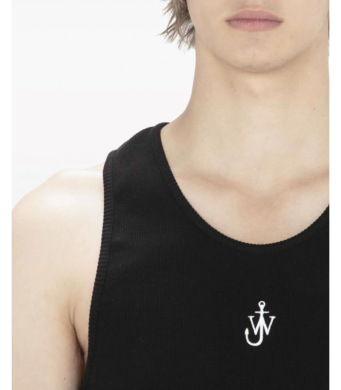 ANCHOR EMBROIDERY TANK TOP BLACK