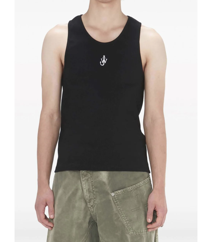 ANCHOR EMBROIDERY TANK TOP BLACK