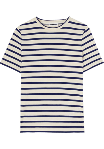 JIL SANDER striped t-shirt cream white/navy blue