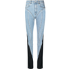 MUGLER DENIM PANTS JERSEY LIGHT BLUE BLACK