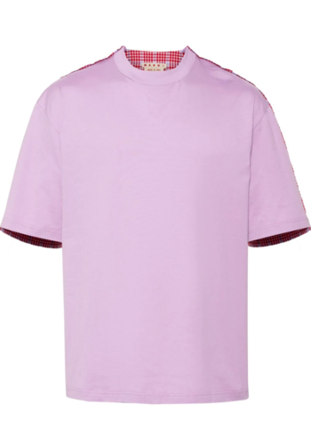 MARNI t-shirt purple/multicolor back check print