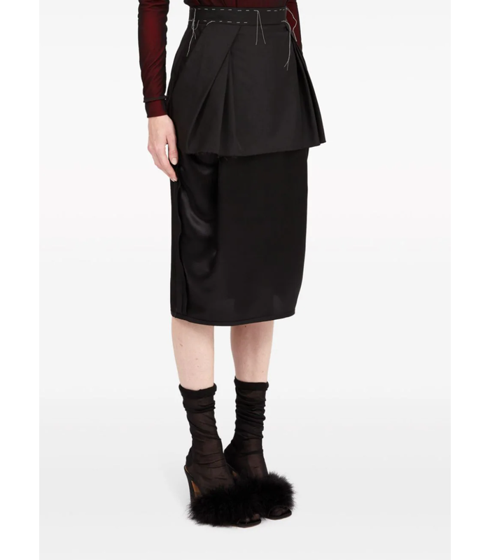 LAYERED MIDI SKIRT BLACK