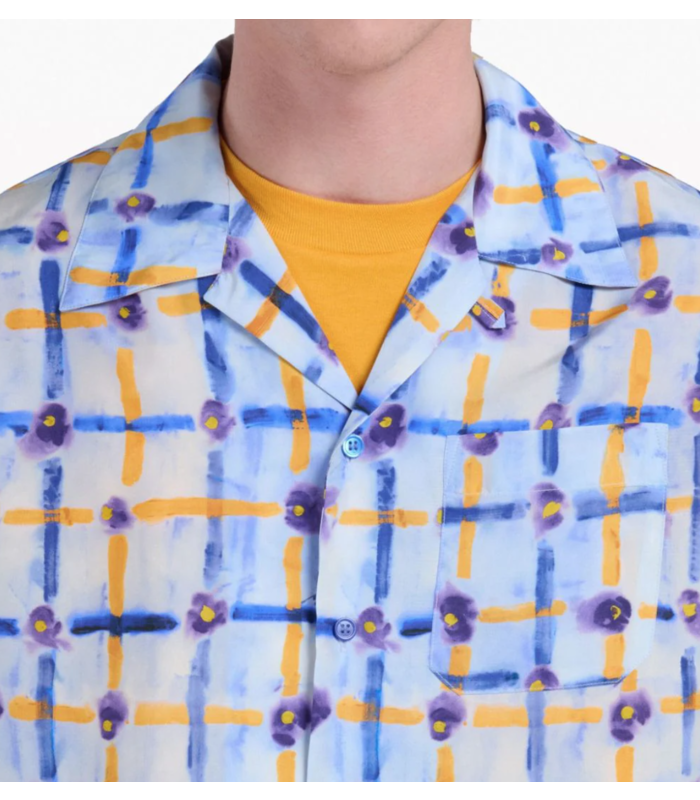 CHECKED S/S SHIRT - DEEP BLUE/PURPLE