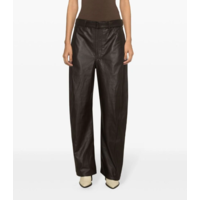 LEATHER BELTED PANTS Dark Brown