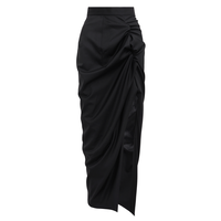 LONG SIDE PANTHER SKIRT - BLACK