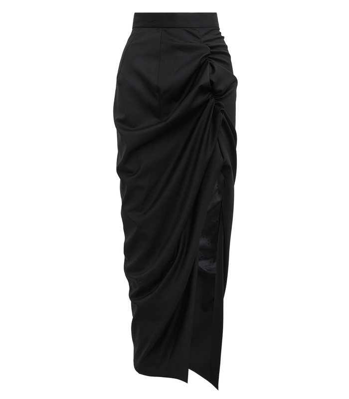 LONG SIDE PANTHER SKIRT - BLACK