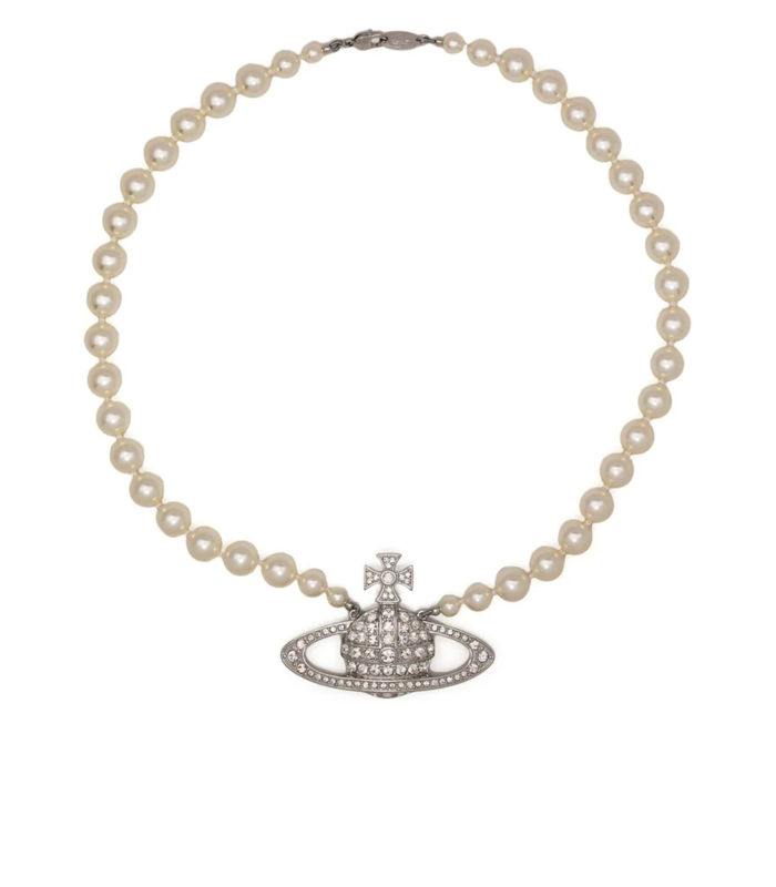 MAN. BAS RELIEF PEARL NECKLACE PLATINUM/CREAM