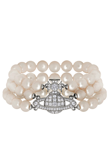 VIVIENNE WESTWOOD graziella three row pearl platinum bracelet