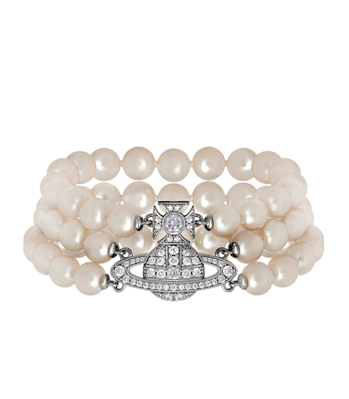 GRAZIELLA THREE ROW PEARL PLATINUM/CREAMROSE