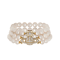 GRAZIELLA THREE ROW PEARL GOLD/CREAMROSE