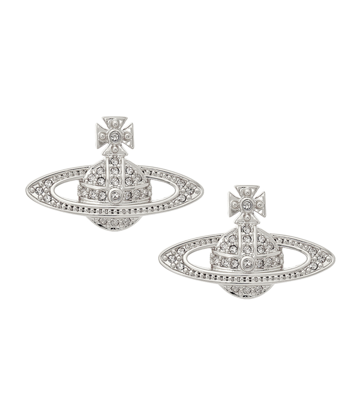 MINI BAS RELIEF EARRINGS - PLATINUM/CRYSTAL