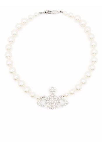 VIVIENNE WESTWOOD one row pearl bas relief platinum