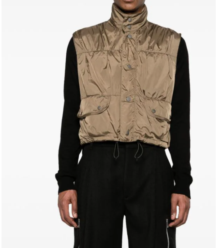 CROPPED EXHALE PUFFA VEST CAVALRY OLIVE