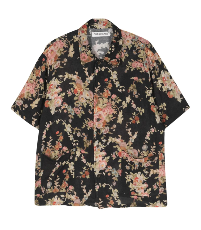 ELDER SHIRT SHORTSLEEVE FLORAL BLACK