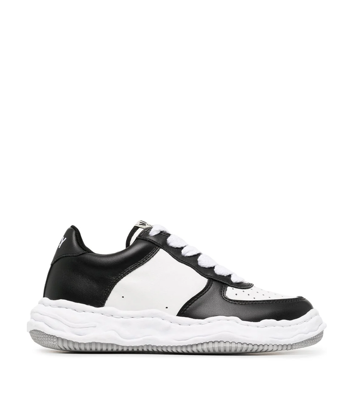 WAYNE ORIGINAL SOLE COW LEATHER LOW TOP SNEAKER BLACK/WHITE