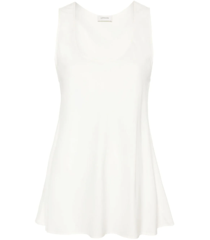 BIAS CUT TANK TOP WHITE ASPARAGUS