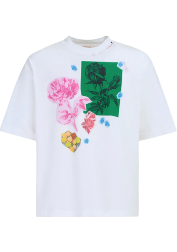 MARNI tshirt floral graphic print white