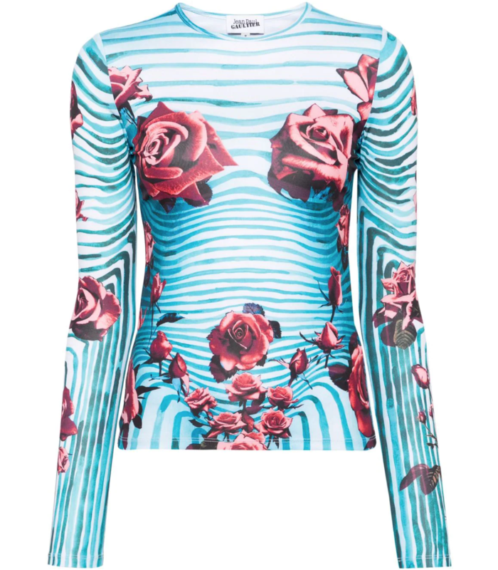 FLOWER BODY MORPHING JERSEY LONGSLEEVE BLUE/RED/WHITE