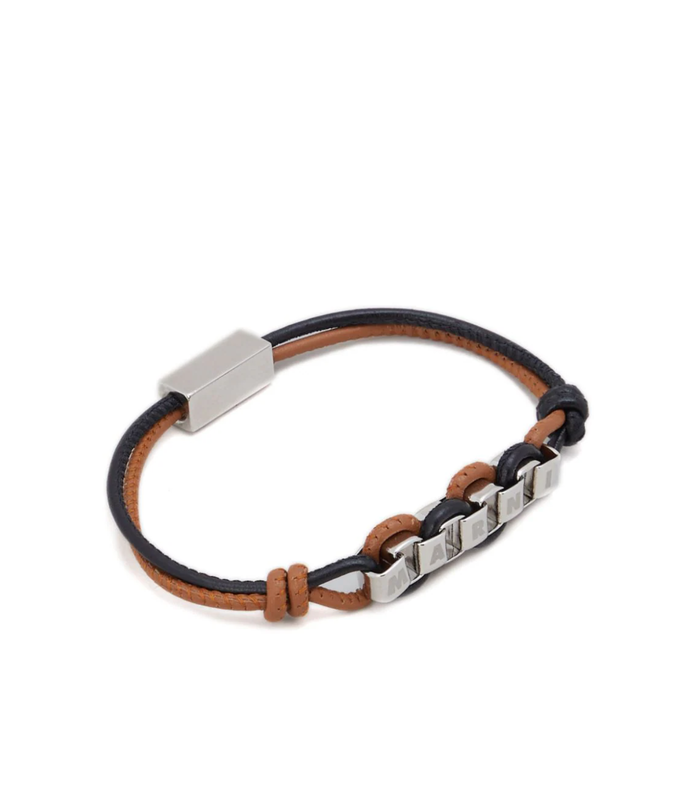 bracelet metal logo brown/black