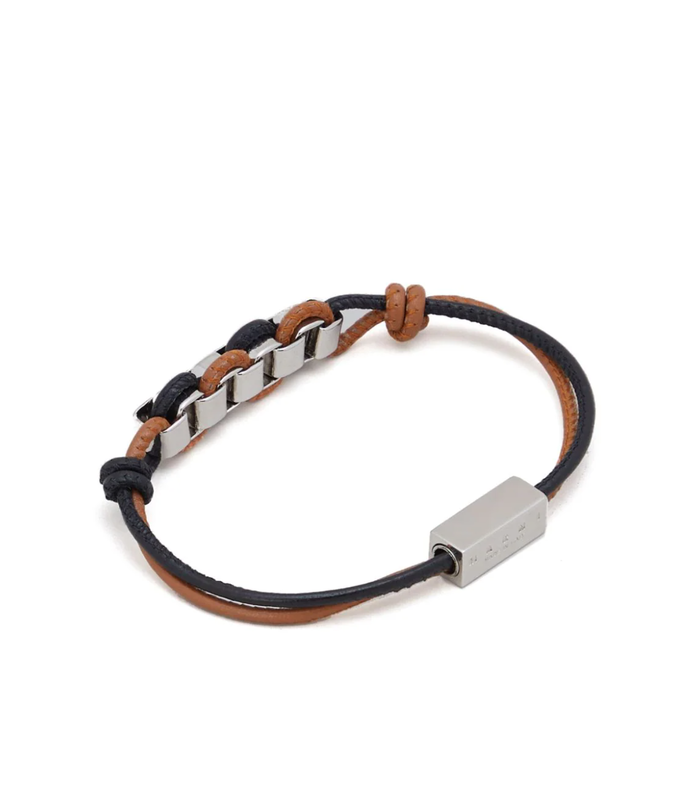 bracelet metal logo brown/black