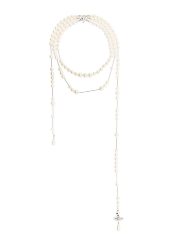 VIVIENNE WESTWOOD broken pearl necklace platinum/pearl