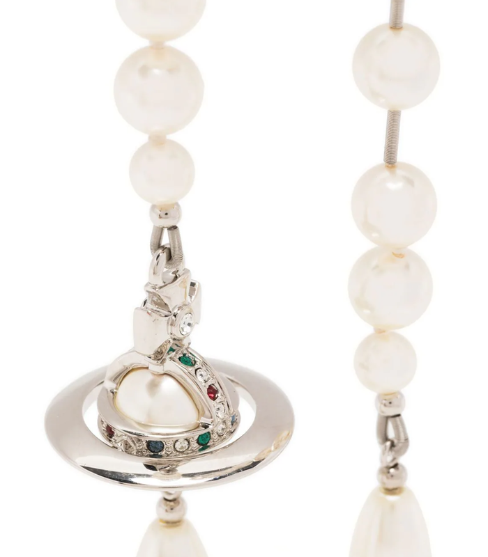 VIVIENNE WESTWOOD BROKEN PEARL EARRINGS PLATINUM/PEARL