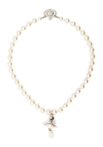 VIVIENNE WESTWOOD one row pearl drop choker platinum