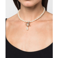 ONE ROW PEARL DROP CHOKER PLATINUM/PEARL