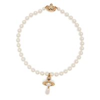 ONE ROW PEARL DROP CHOKER GOLD/PEARL