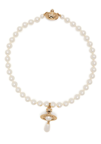 VIVIENNE WESTWOOD one row pearl drop choker gold/pearl