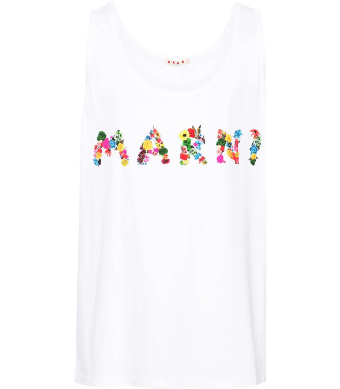 TANK TOP FLORAL LOGO WHITE