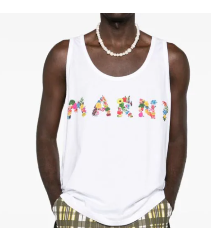 TANK TOP FLORAL LOGO WHITE