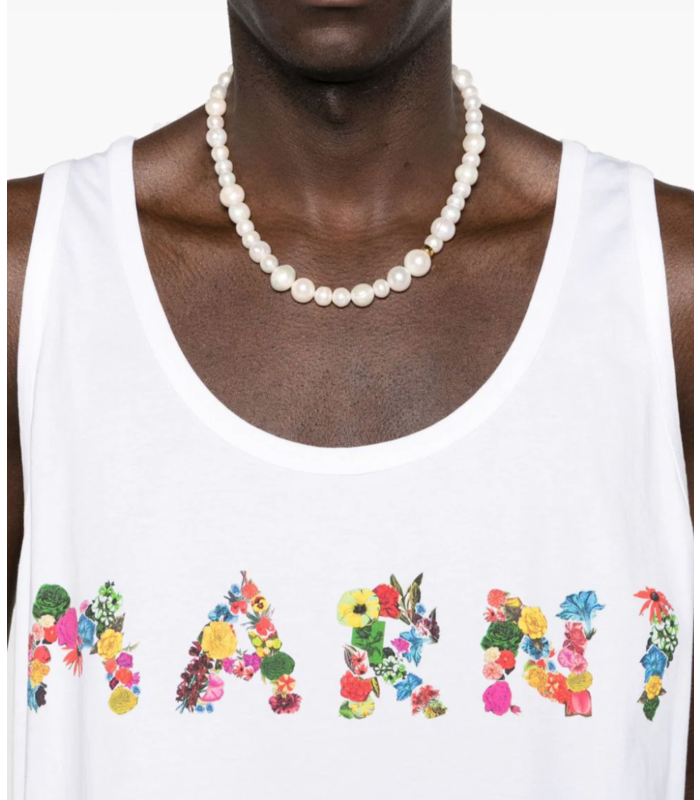 TANK TOP FLORAL LOGO WHITE